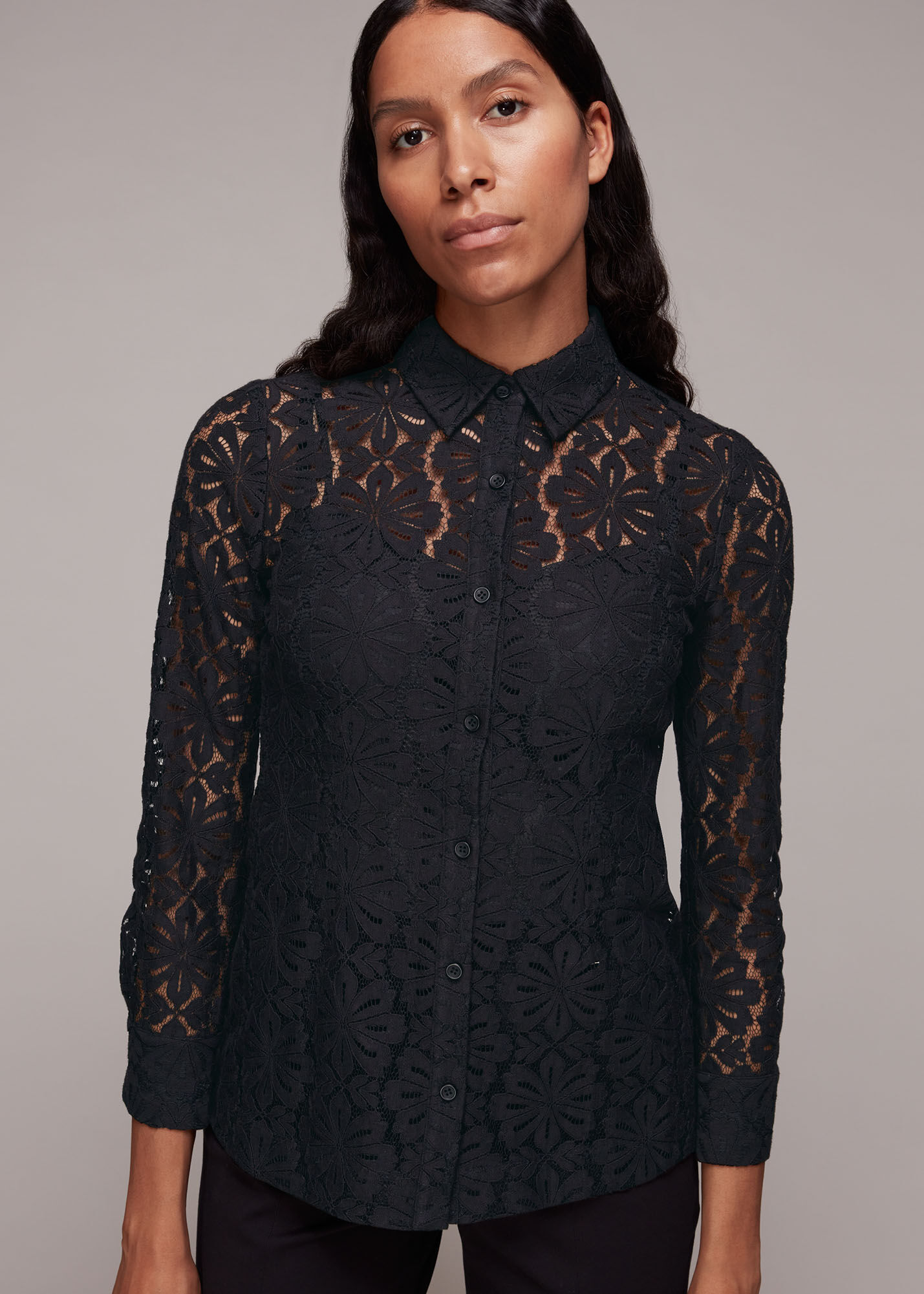 High neck lace best sale shirt