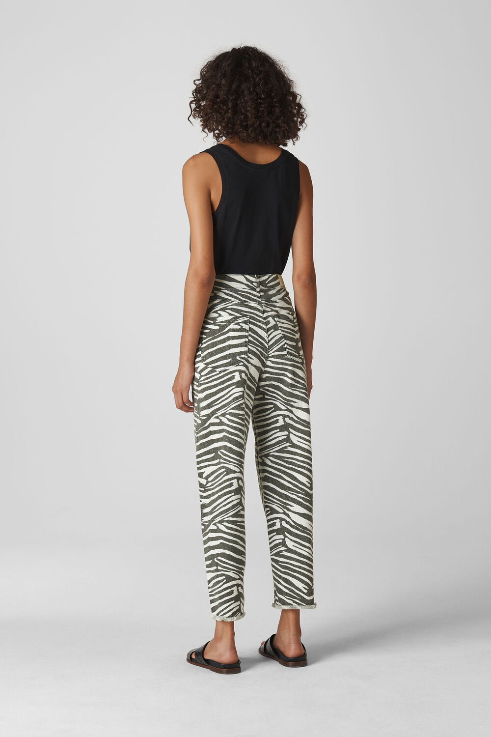 Zebra High Waist Barrel Jean Zebra Print