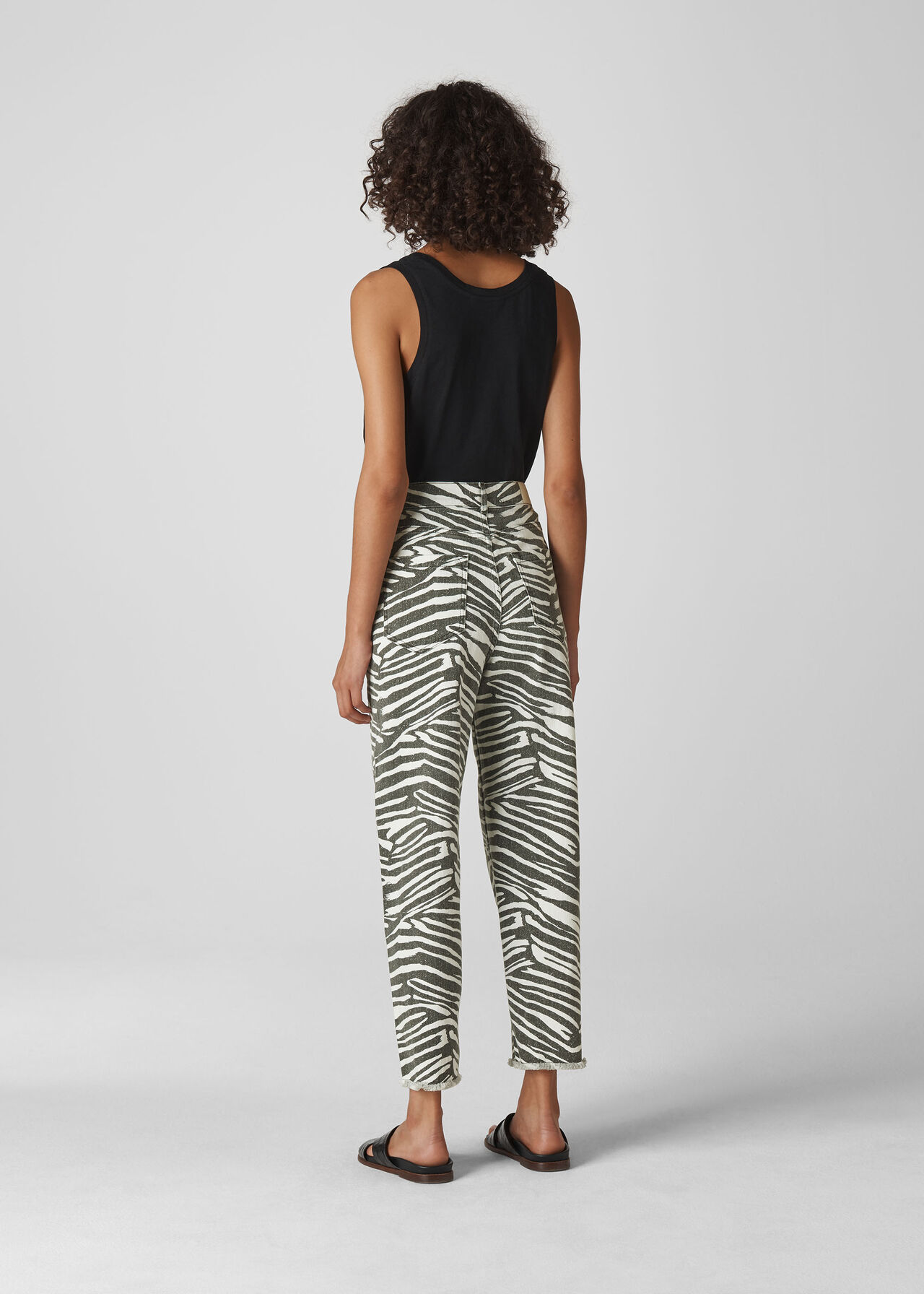 Zebra High Waist Barrel Jean Zebra Print