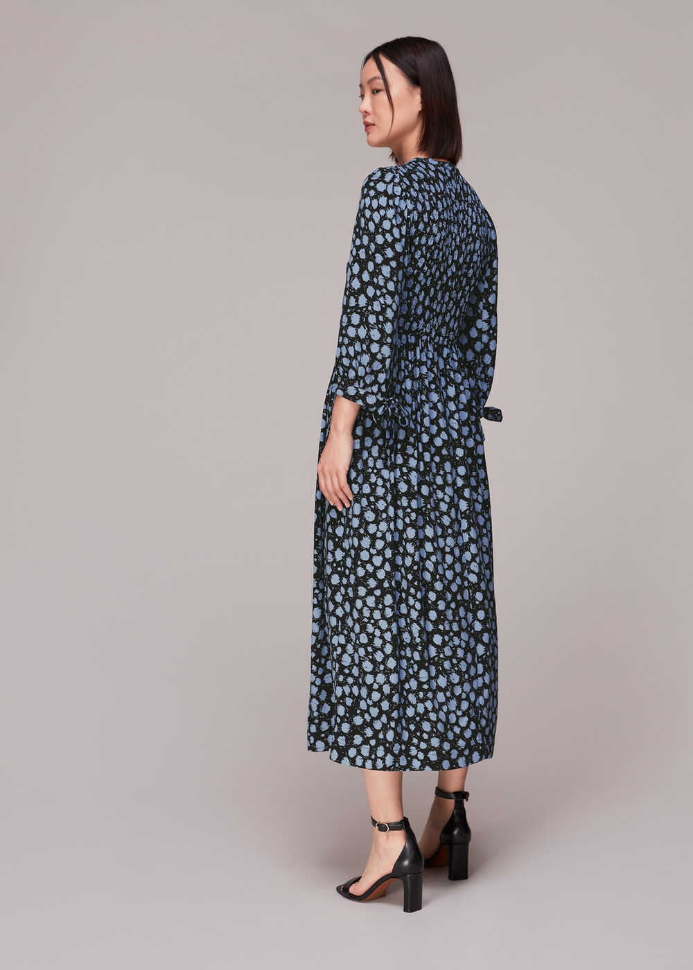 Dalmatian Shirred Midi Dress