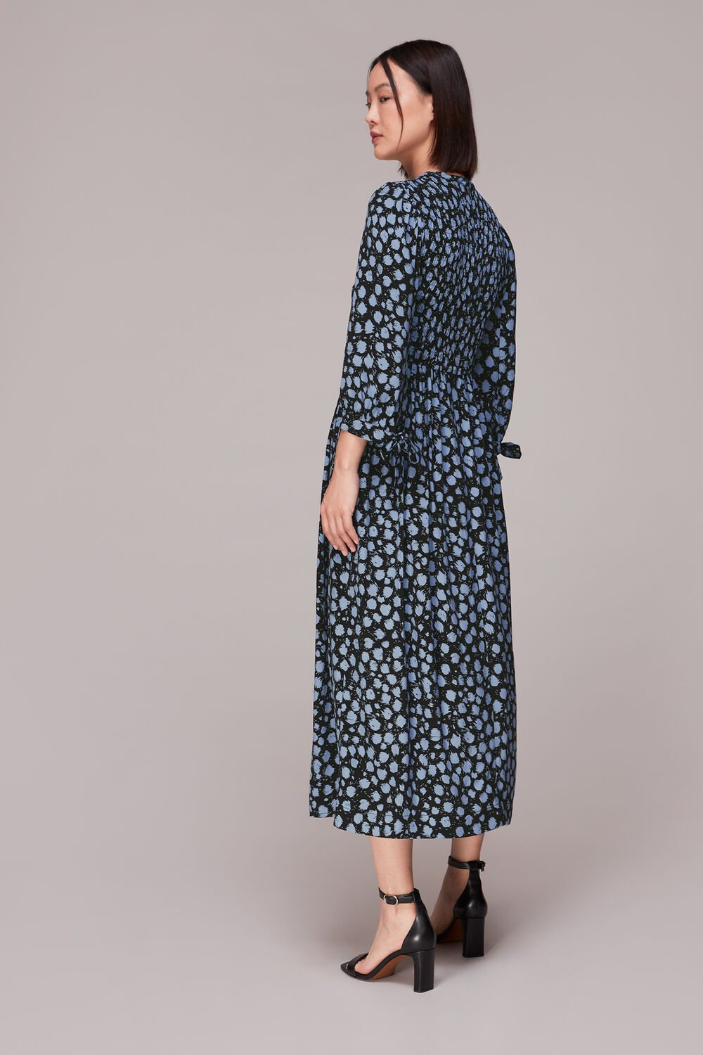 Dalmatian Shirred Midi Dress