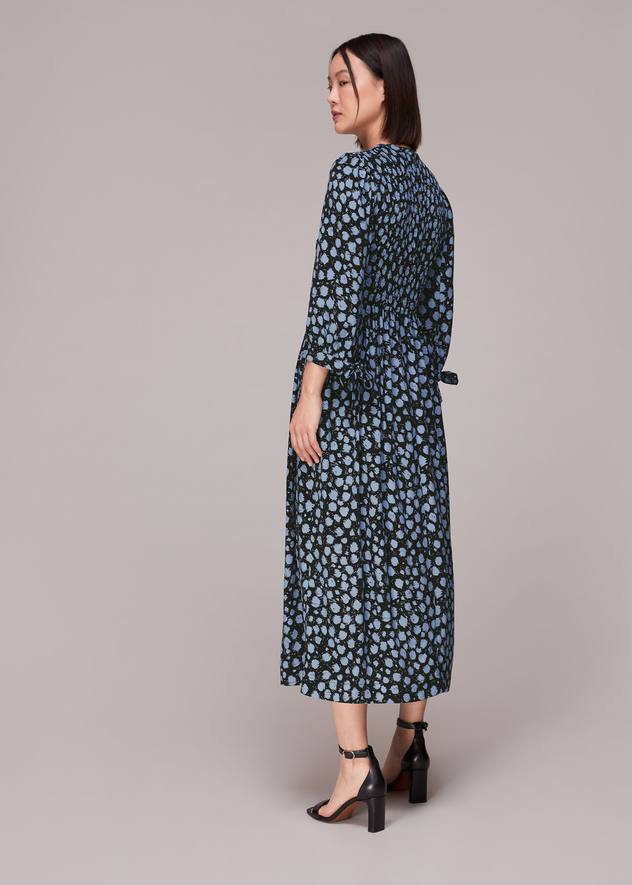 Dalmatian Shirred Midi Dress