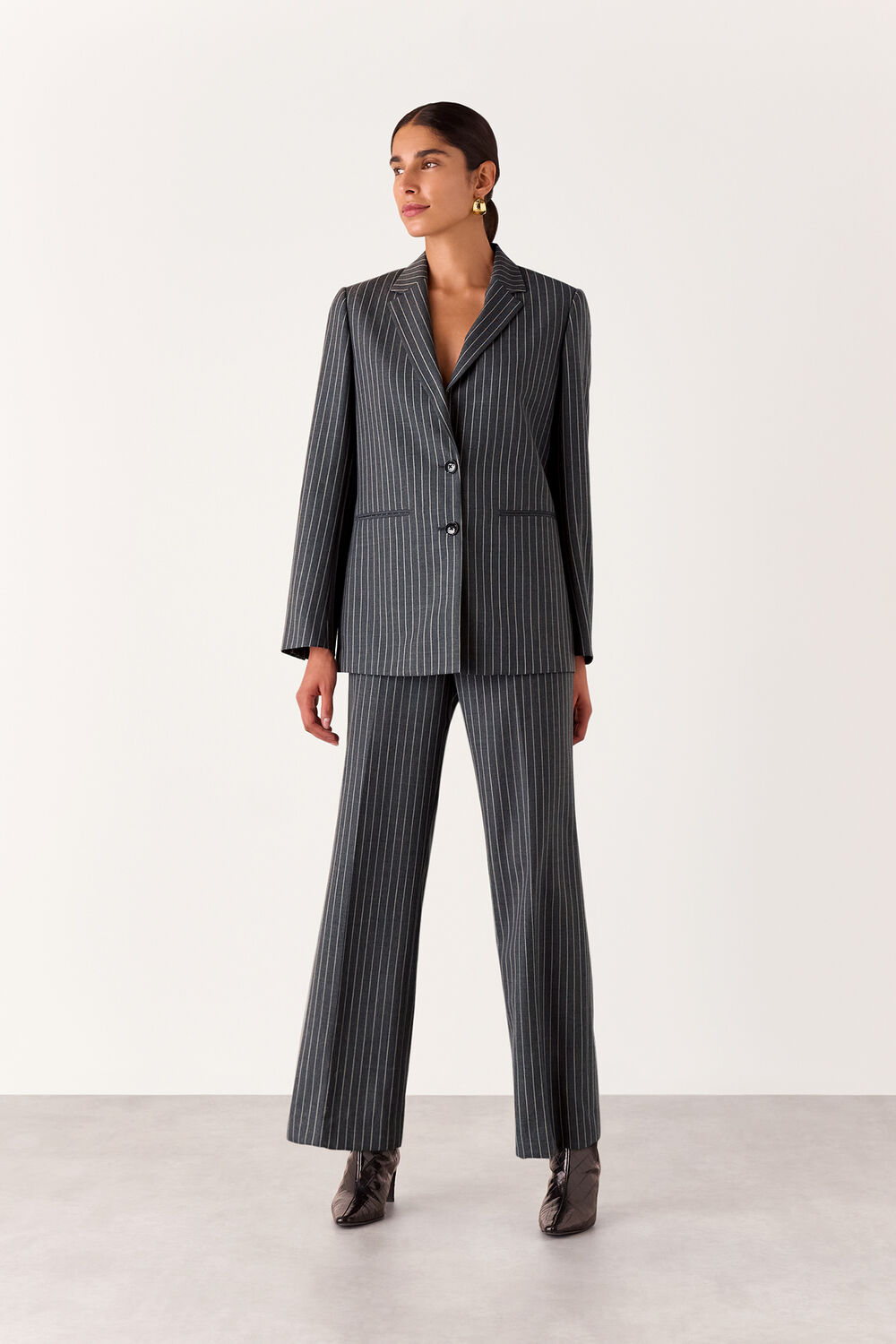 Isla Pinstripe Wool Blazer