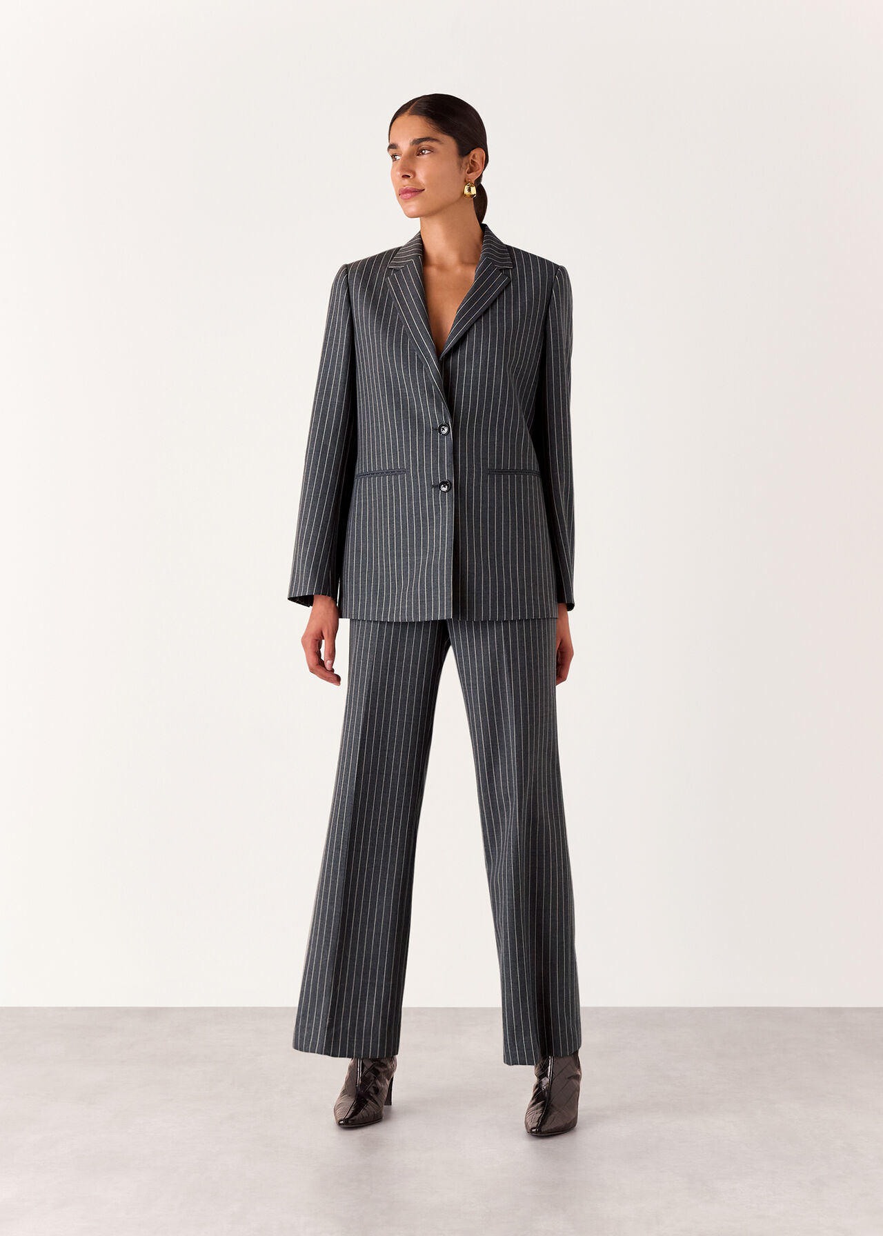 Isla Pinstripe Wool Blazer