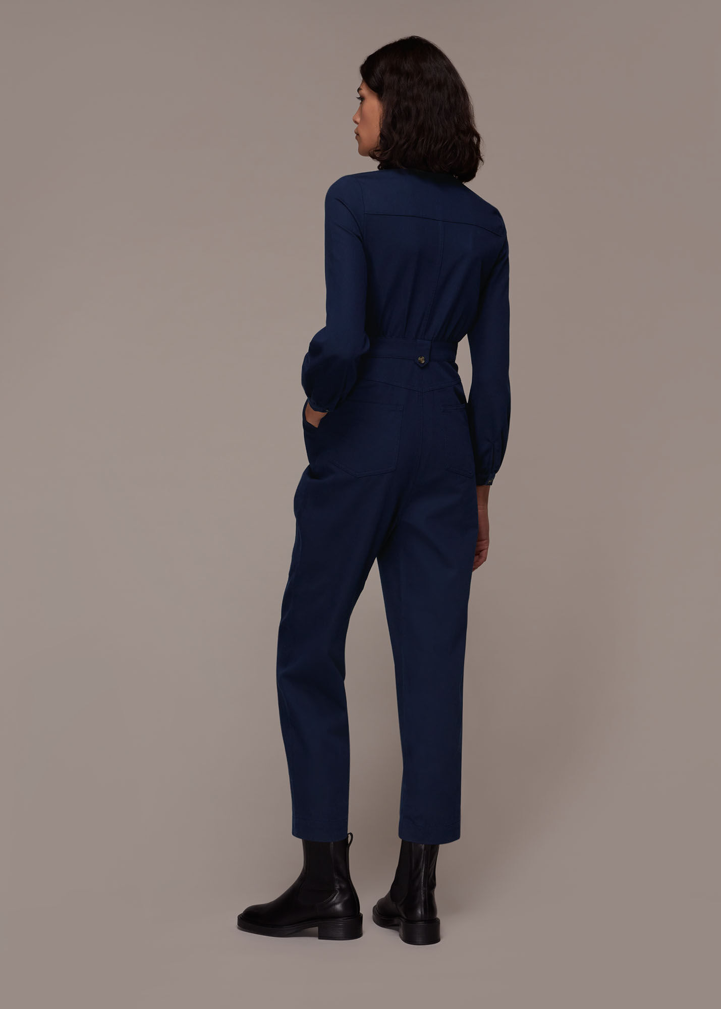 Navy Milou Pocket Jumpsuit WHISTLES