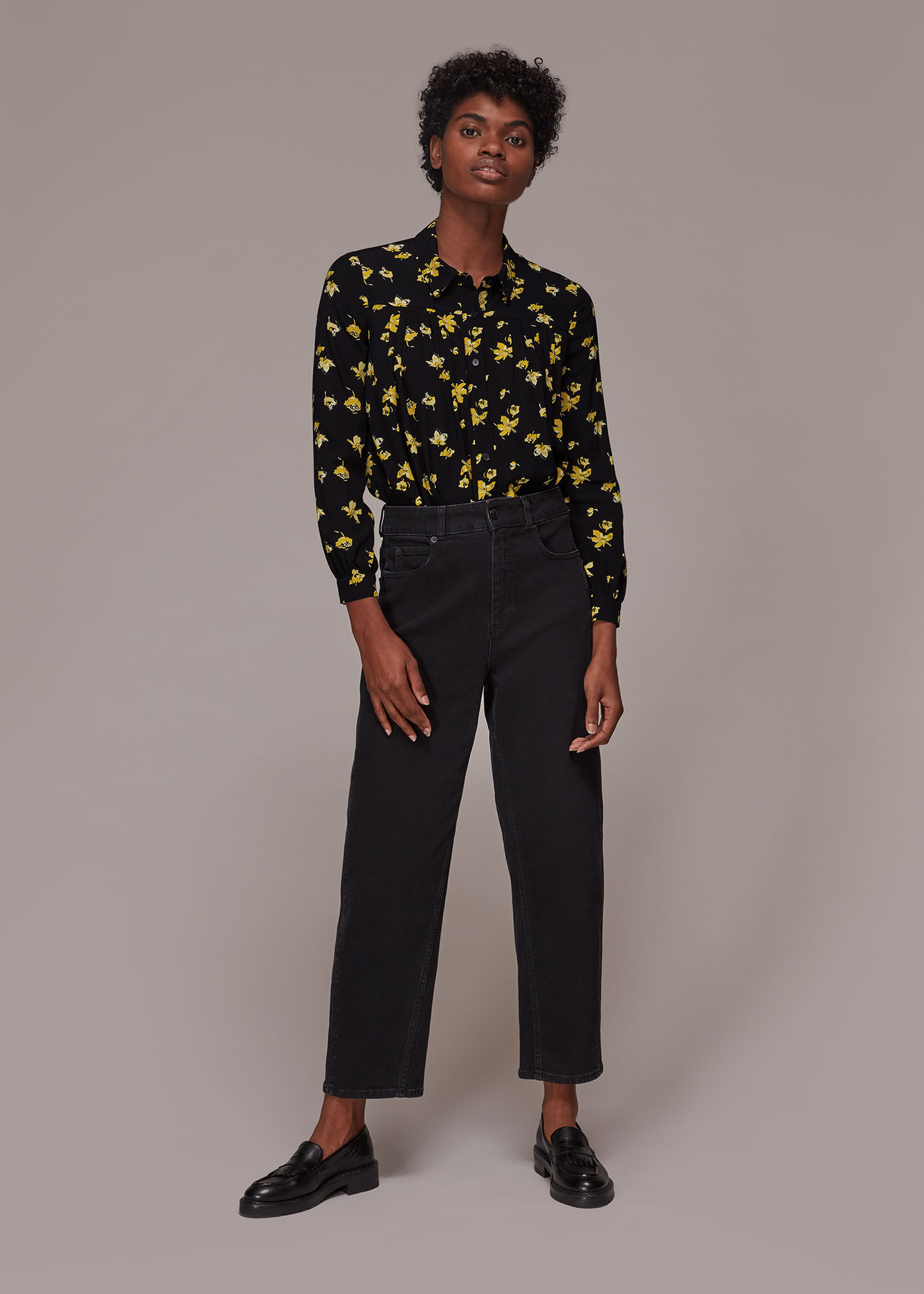 Black top with yellow flowers outlet