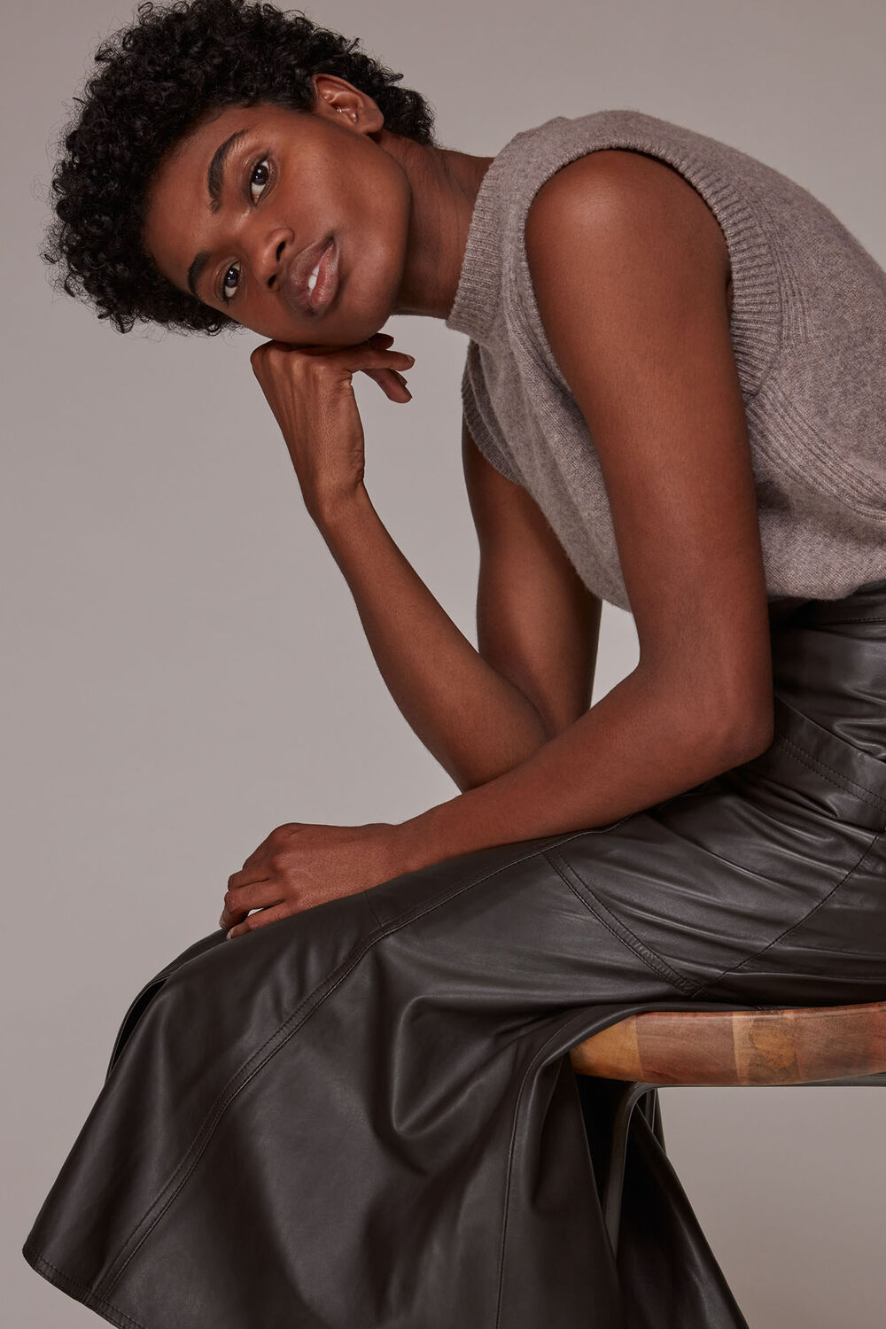 Lydia Leather Button Skirt