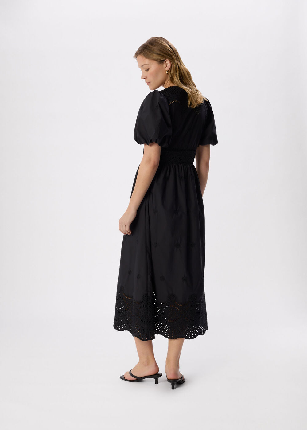 Cotton Broderie V Neck Dress