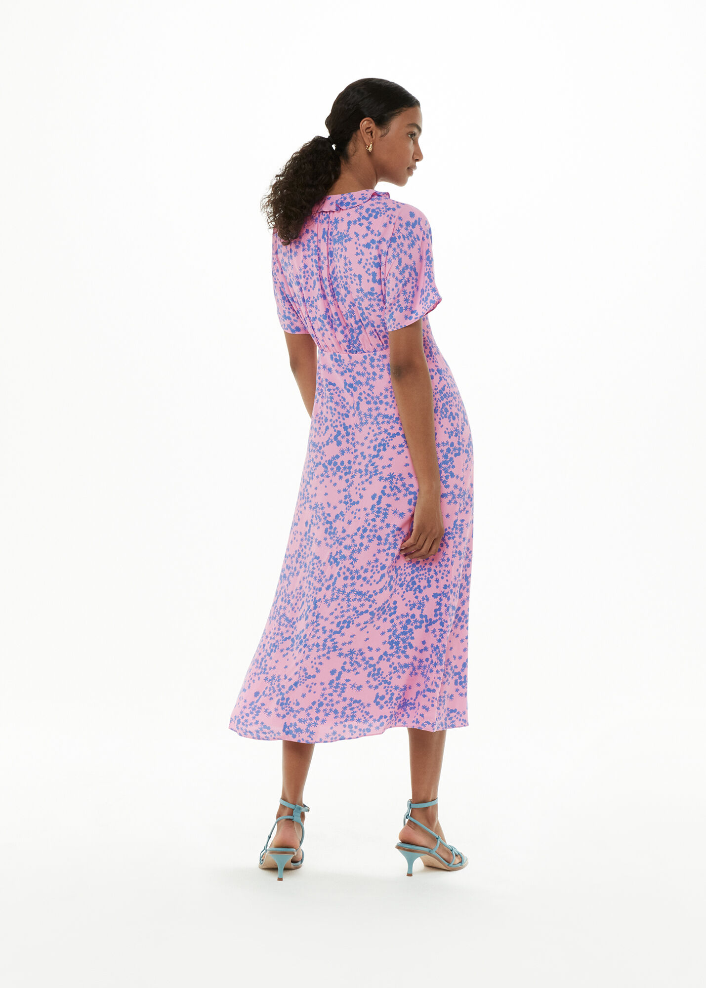 Pink/Multi Dandelion Floral Midi Dress WHISTLES