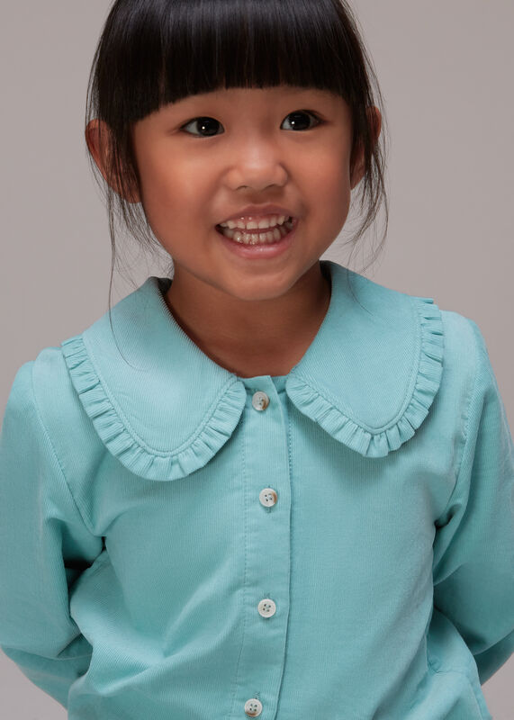 Blue Babycord Collar Top