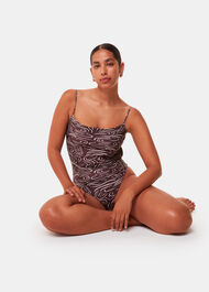 The Longing Wave Print Open-Back Swimsuit