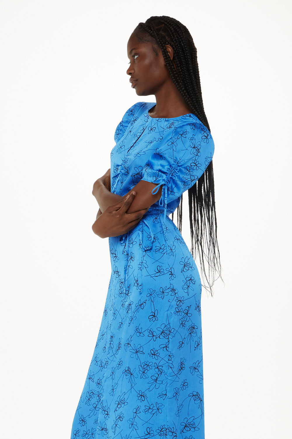 Blue Aurelie Scribble Daisy Dress