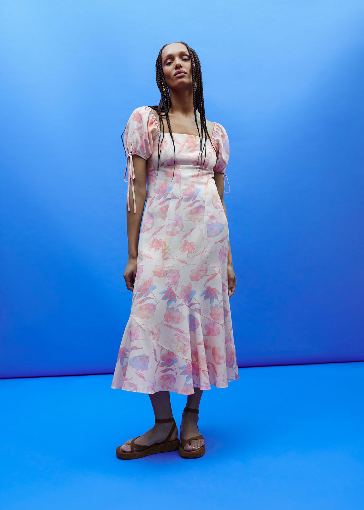 Seam Detail Floral Print Dress
