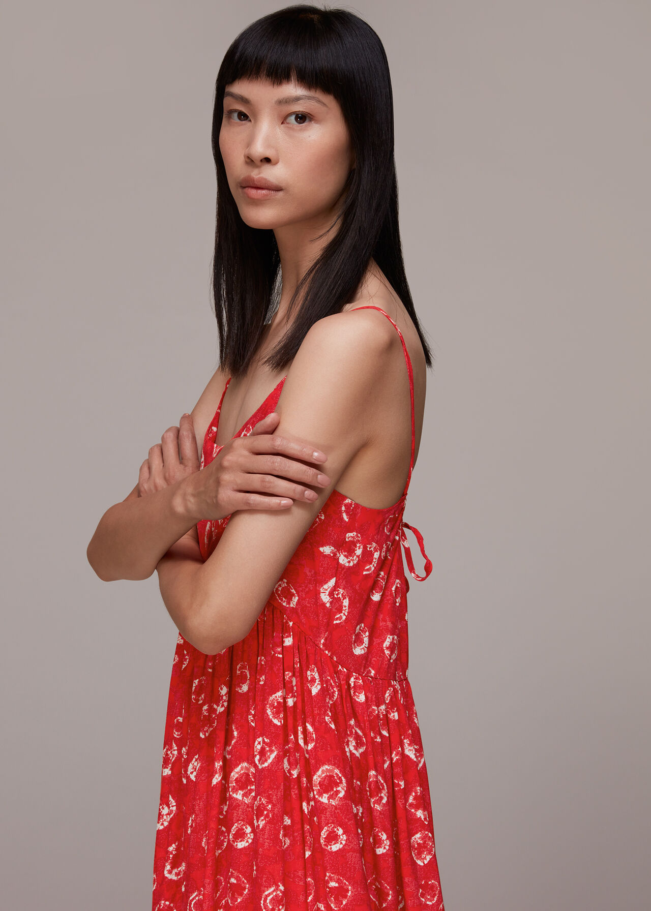 Multicolour Tie Dye Floral Carmen Dress WHISTLES Whistles UK