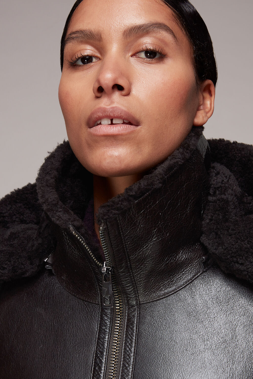 Shearling Hooded Biker