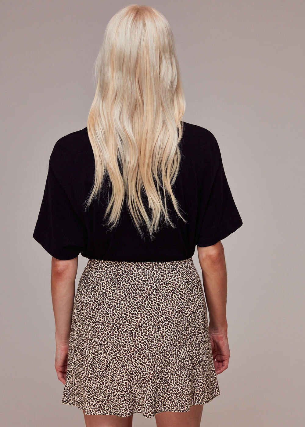 Petite Dashed Leopard Mini Bias Skirt