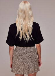 Petite Dashed Leopard Mini Bias Skirt