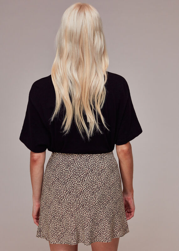 Petite Dashed Leopard Mini Bias Skirt