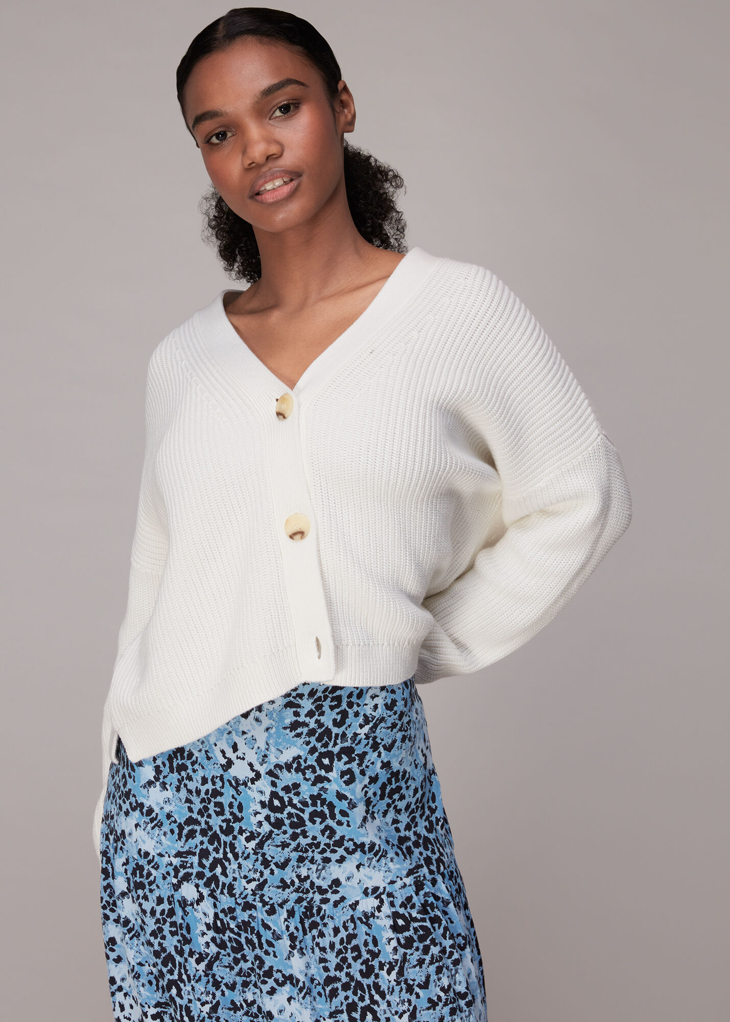 Blue/Multi Hyena Spot Tiered Skirt | WHISTLES | Whistles UK |