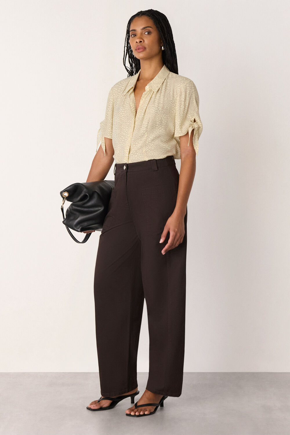 Dashed Marks Tie Sleeve Shirt
