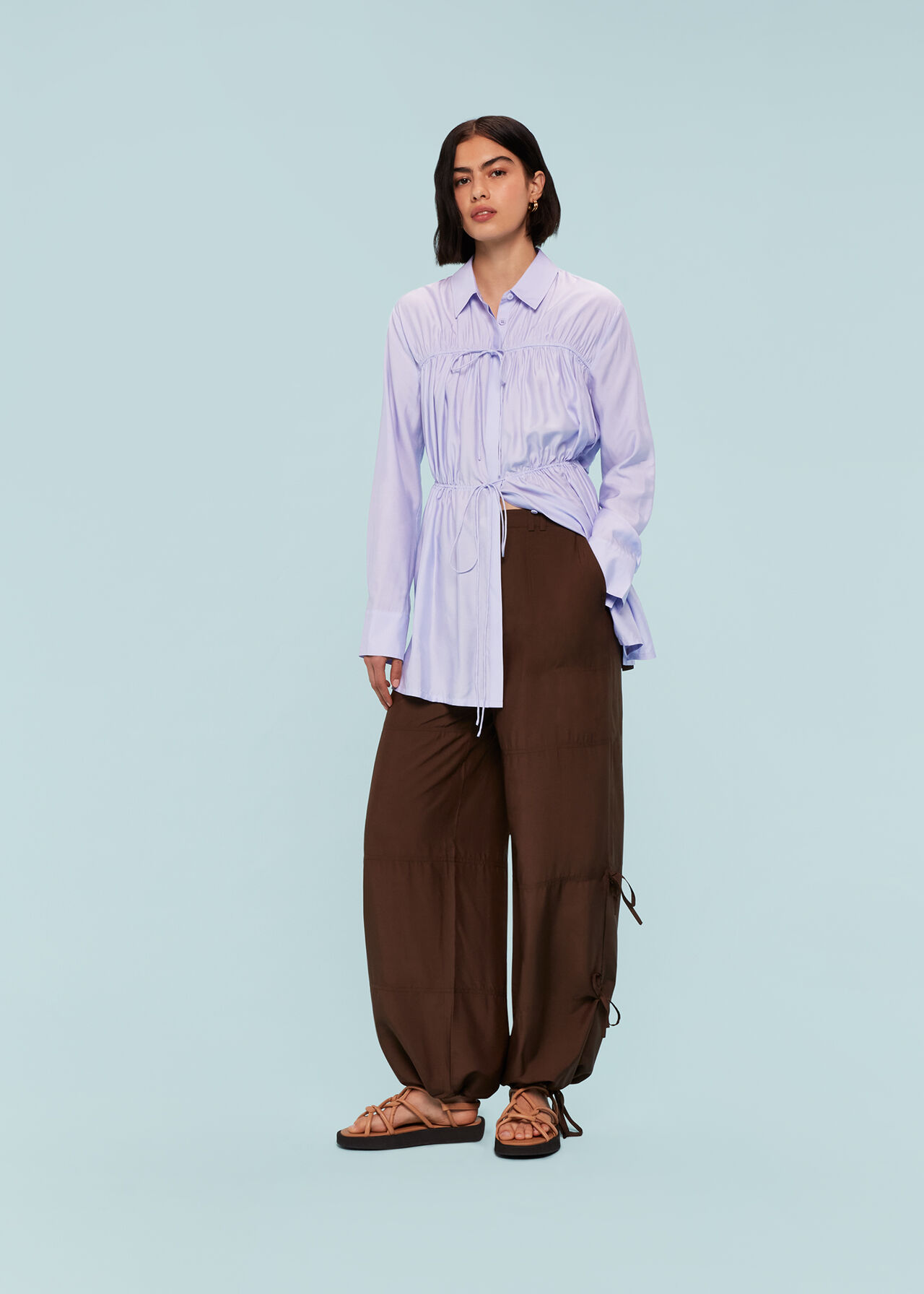 Drawcord Cut Out Back Shirt