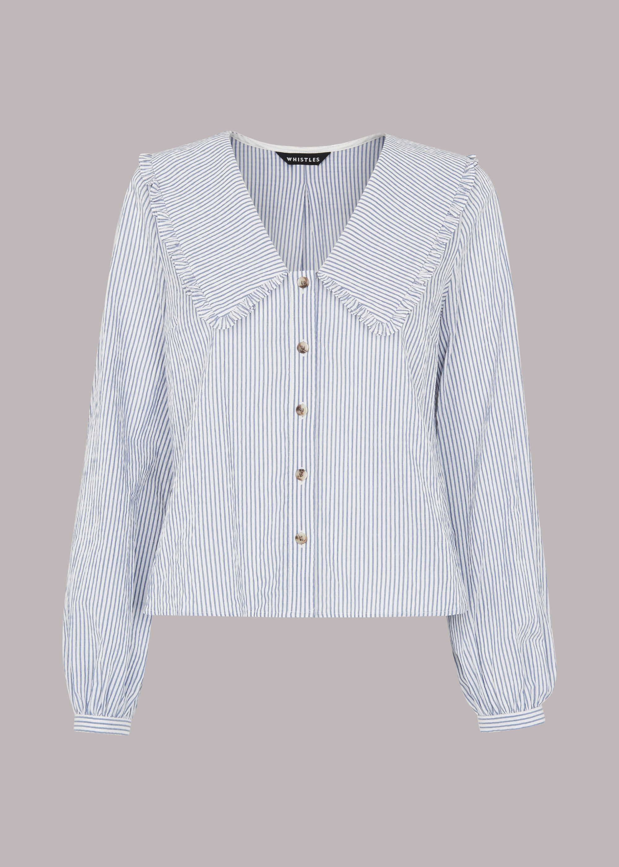 ウィッスルズ WHISTLES Oversized Collar Detail Top （White） White Button-Up Blouse With Oversized Collar | Whistles