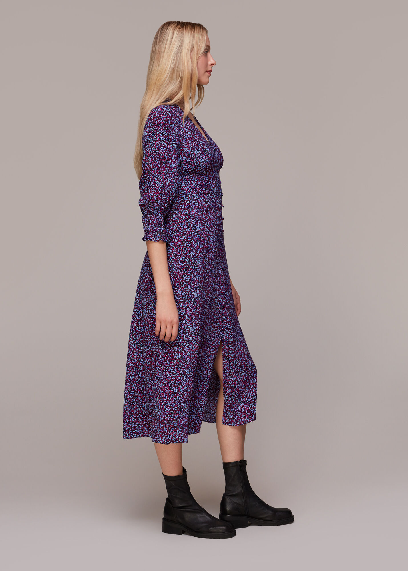 Midi Smock Dress in Purple Garden main image 0