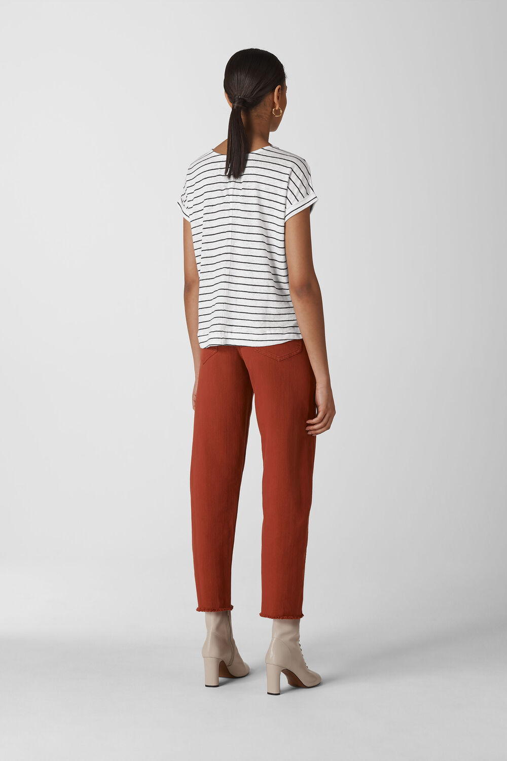 Stripe Relaxed Linen Tee Black and White