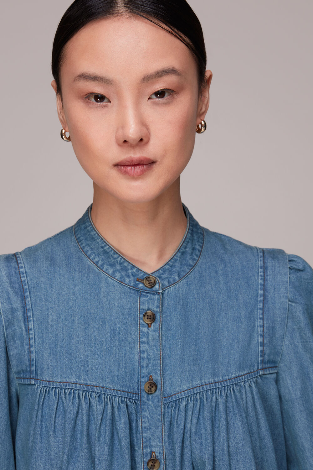 Chambray Denim Trapeze Dress