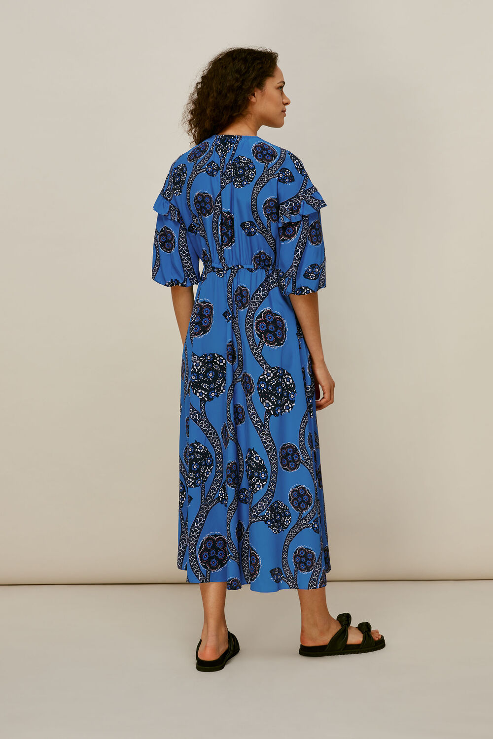 Trailing Seedpod Silk Dress Blue/Multi