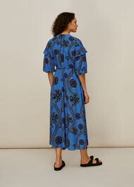 Trailing Seedpod Silk Dress Blue/Multi