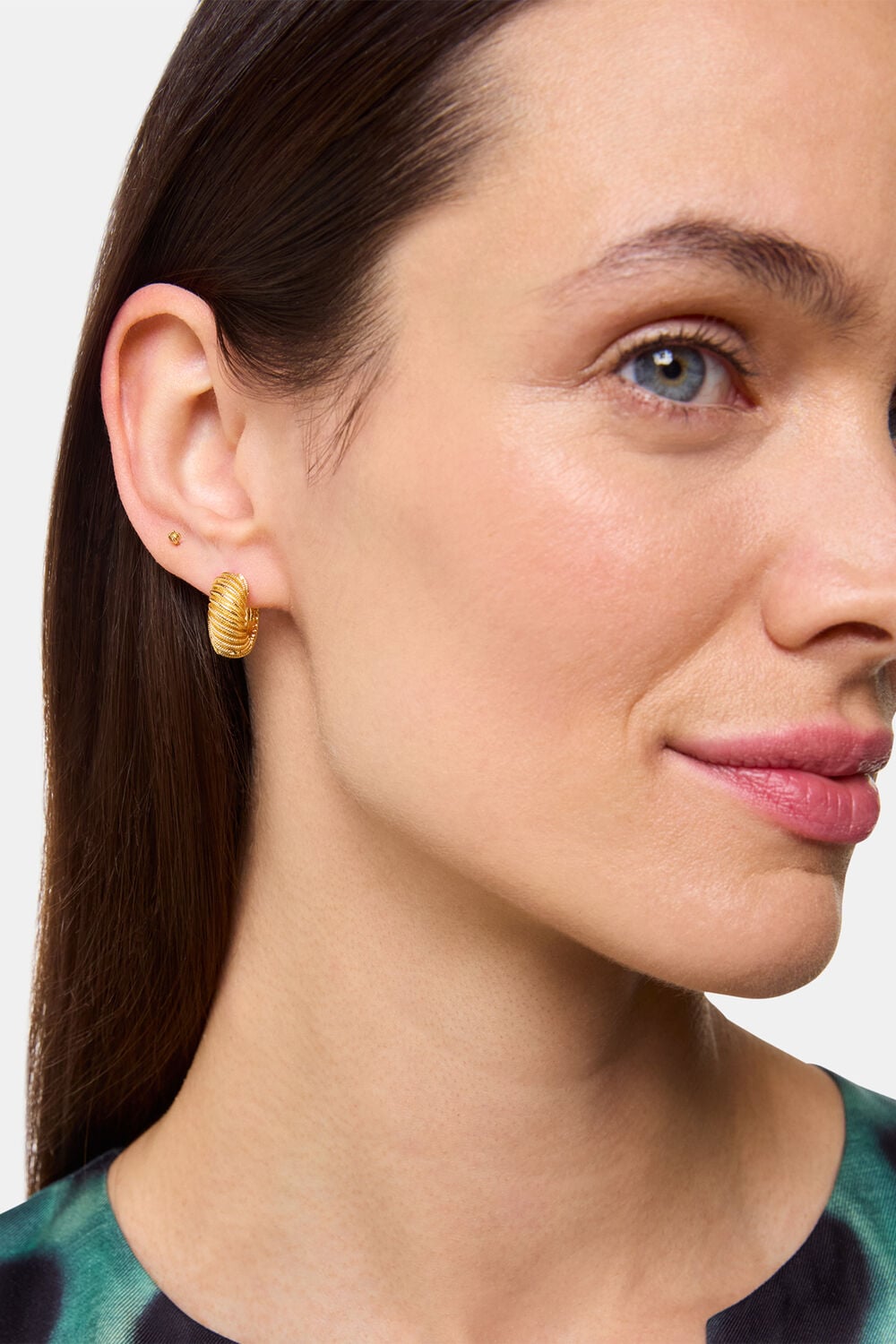 Gold Mini Textured Hoop Earring