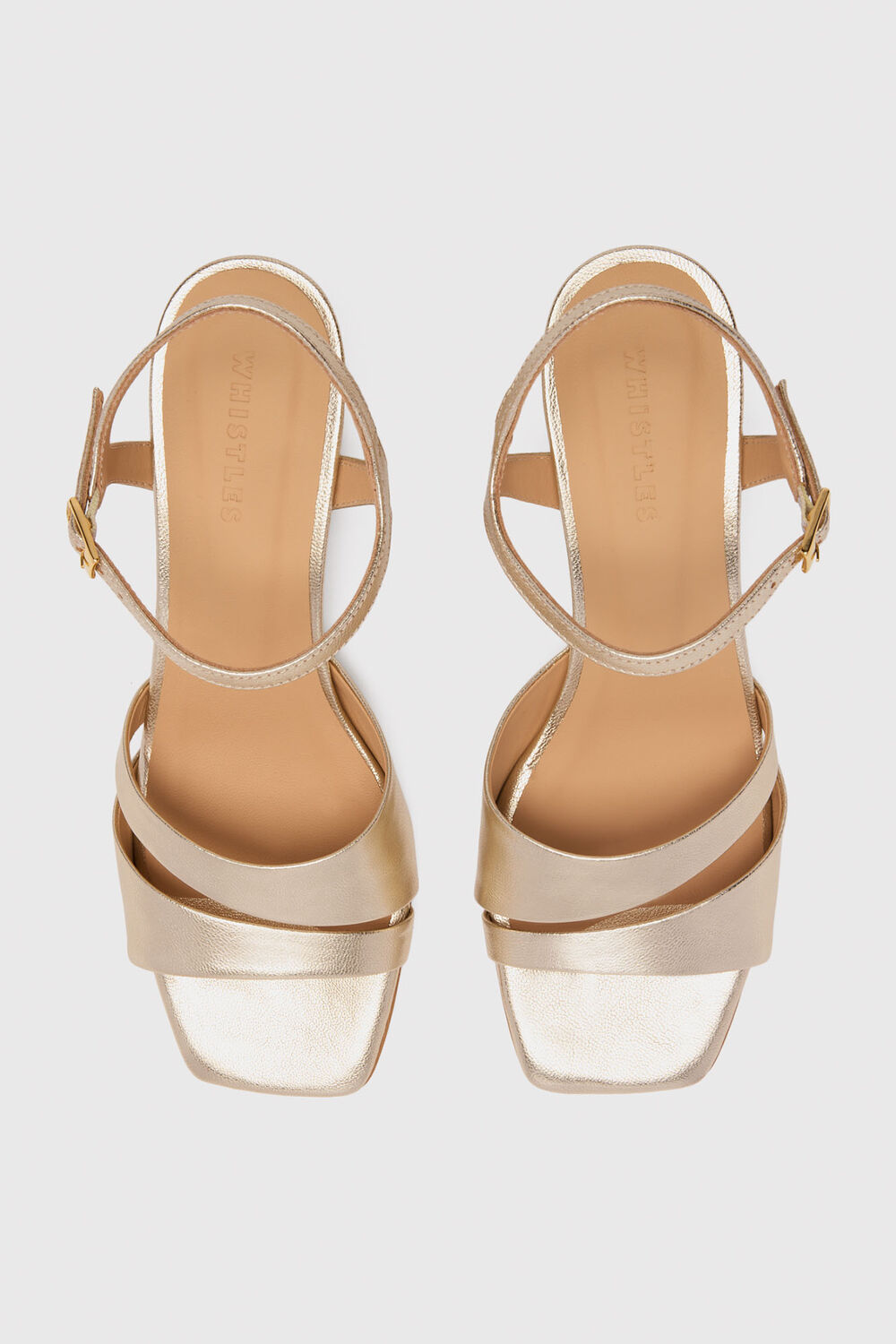Gold Cutout Block Heel Sandal