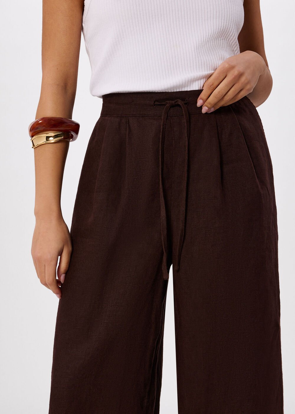 Petite Wide Leg Linen Trouser