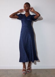 Jacquard V Neck Midi Dress