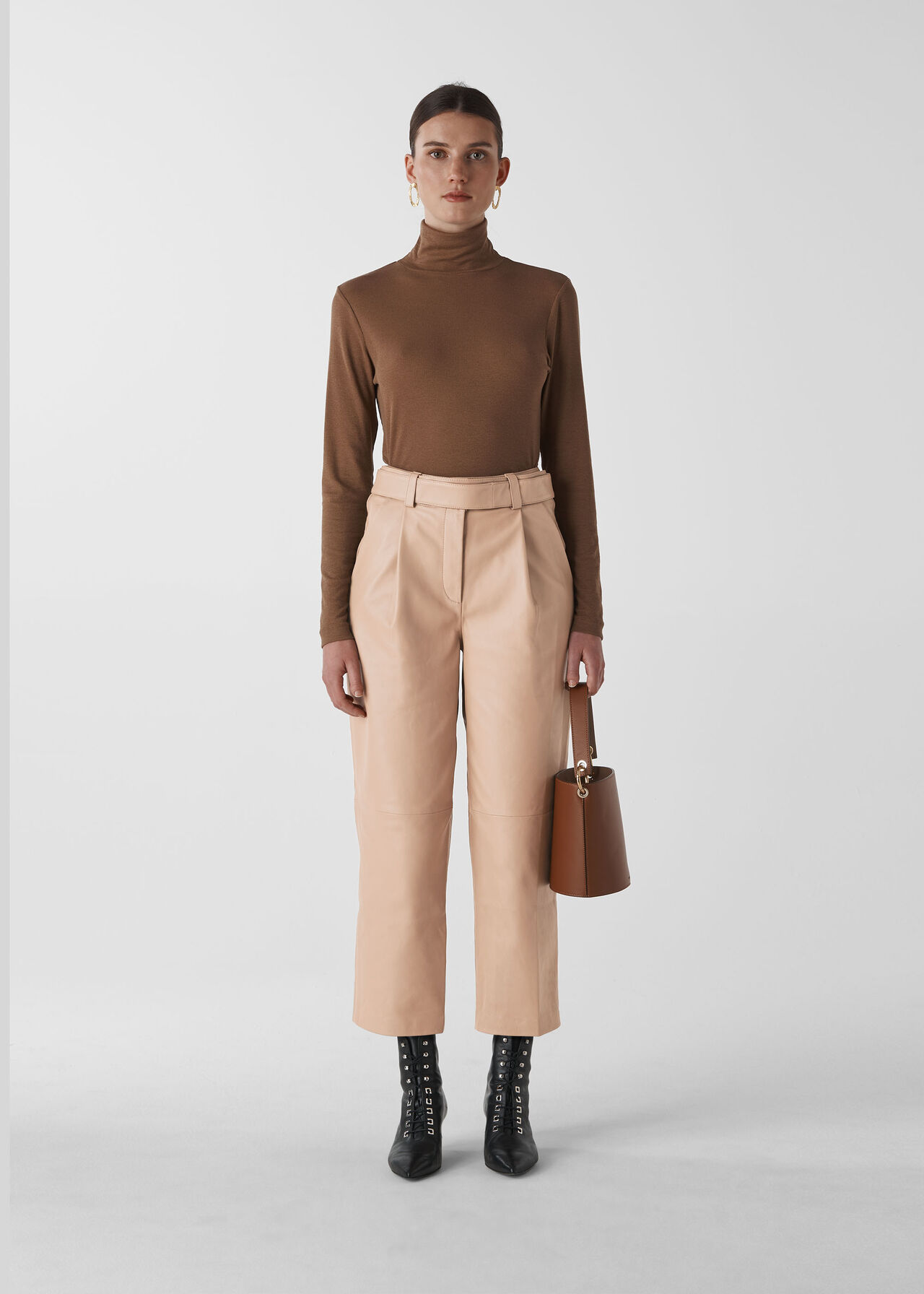 Adrianna Leather Trouser Neutral