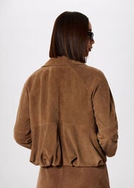 Gathered Suede Zip Jacket