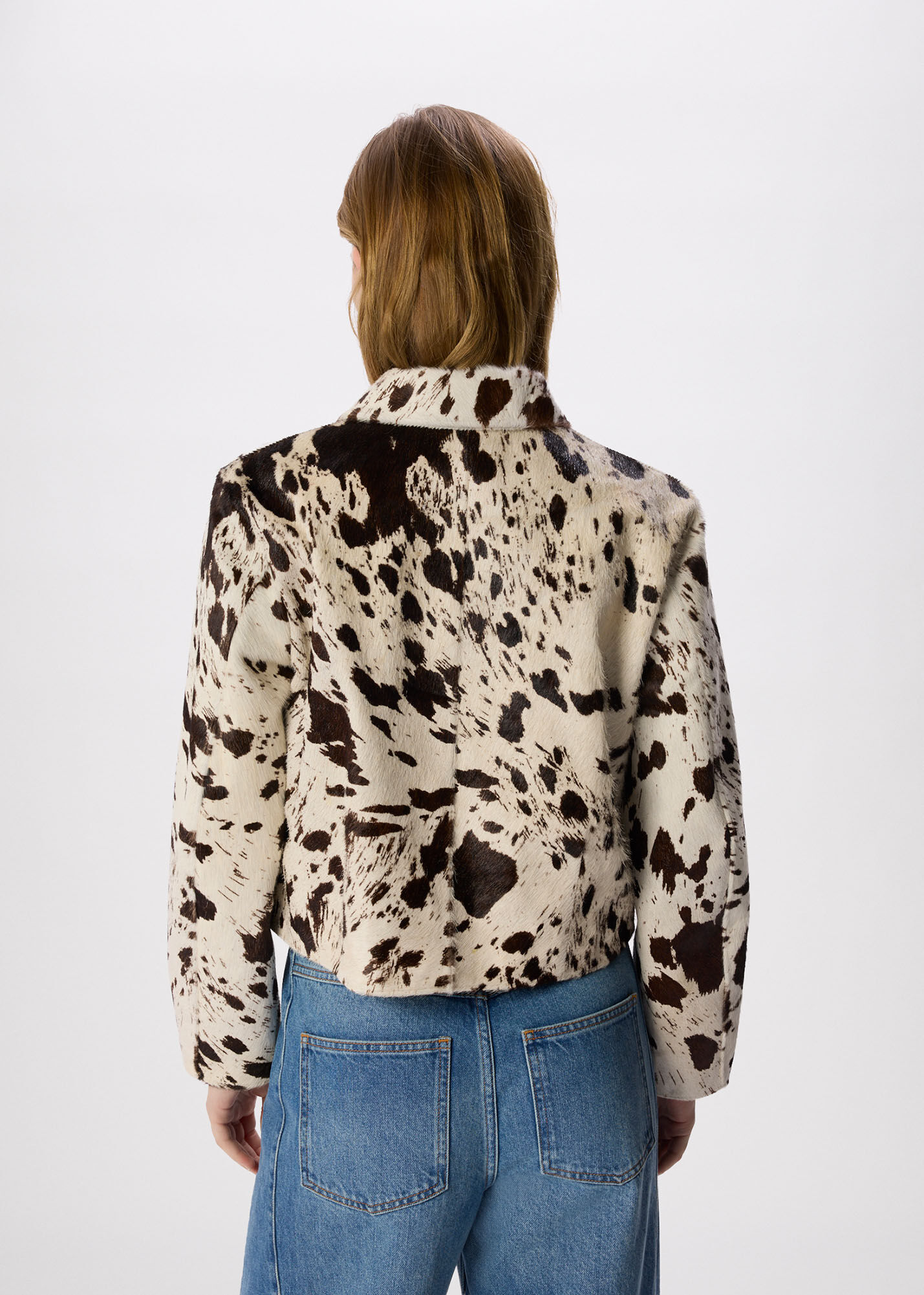 Brown/Multi Cow Print Zip Jacket | WHISTLES | Whistles US |