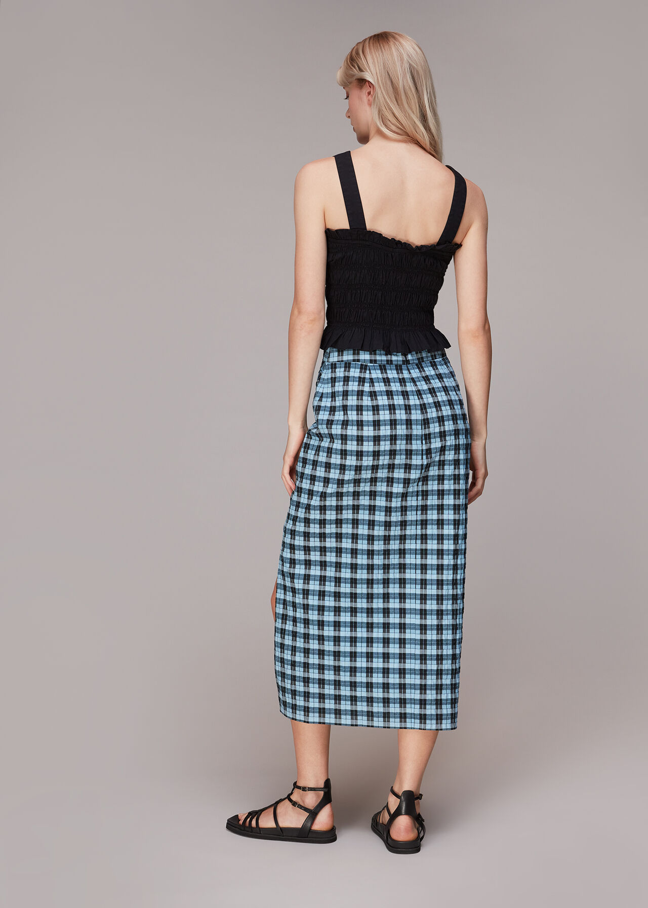 Gingham Ruched Front Skirt