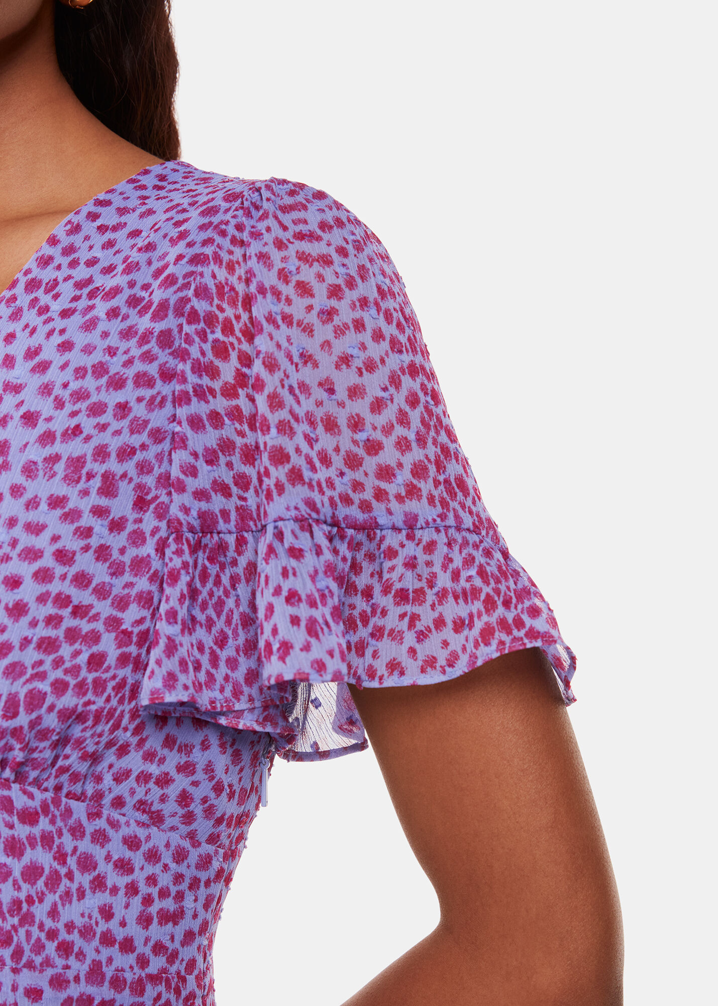 Purple/Multi Sketched Cheetah Dobby Dress | WHISTLES | Whistles US |
