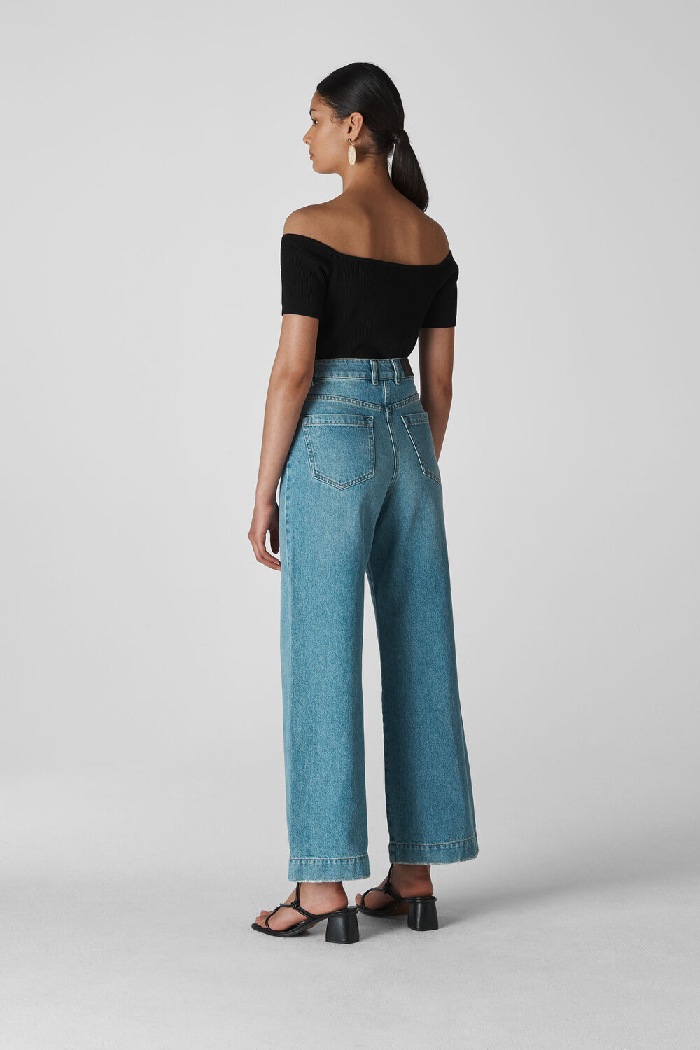 Button Front Rib Knit Black