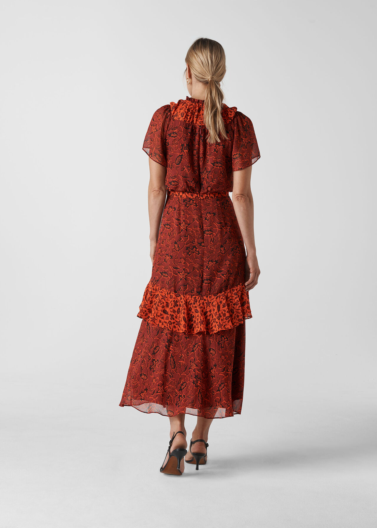 Batik Leaf Arianna Dress Red/Multi