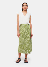 Linear Leaf Wrap Midi Skirt