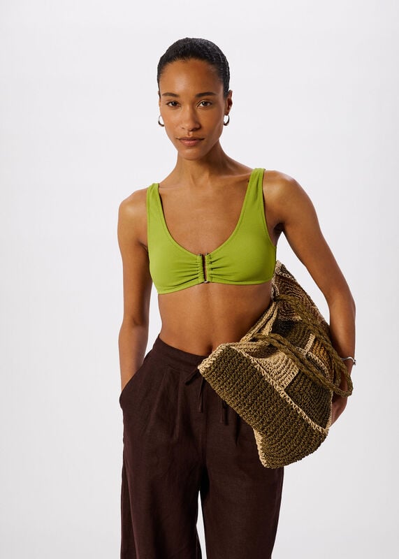 Green Textured Ring Bikini Top