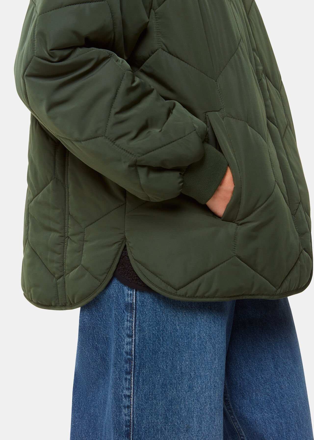Khaki Ida Short Quilted Coat WHISTLES