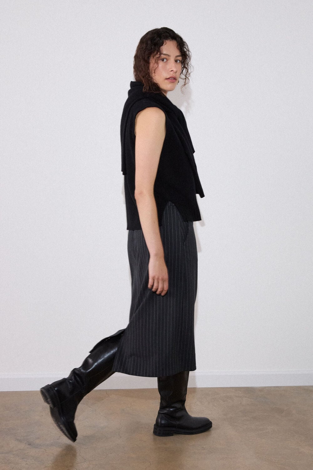 Stripe Detachable Lace Skirt