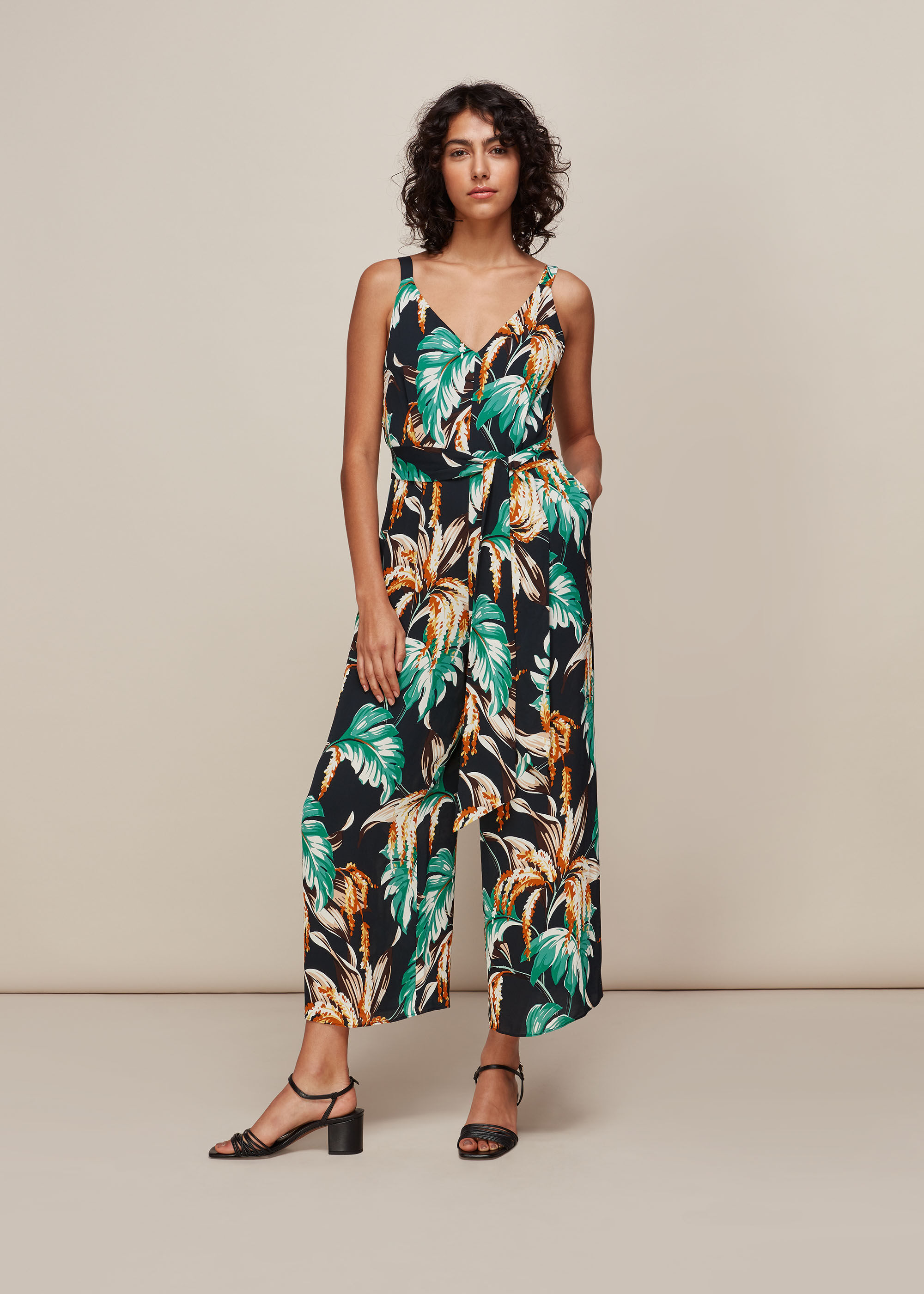 Green Multi Tropical Floral Jumpsuit WHISTLES