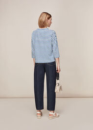 Cotton Pocket Stripe Top Blue/Multi
