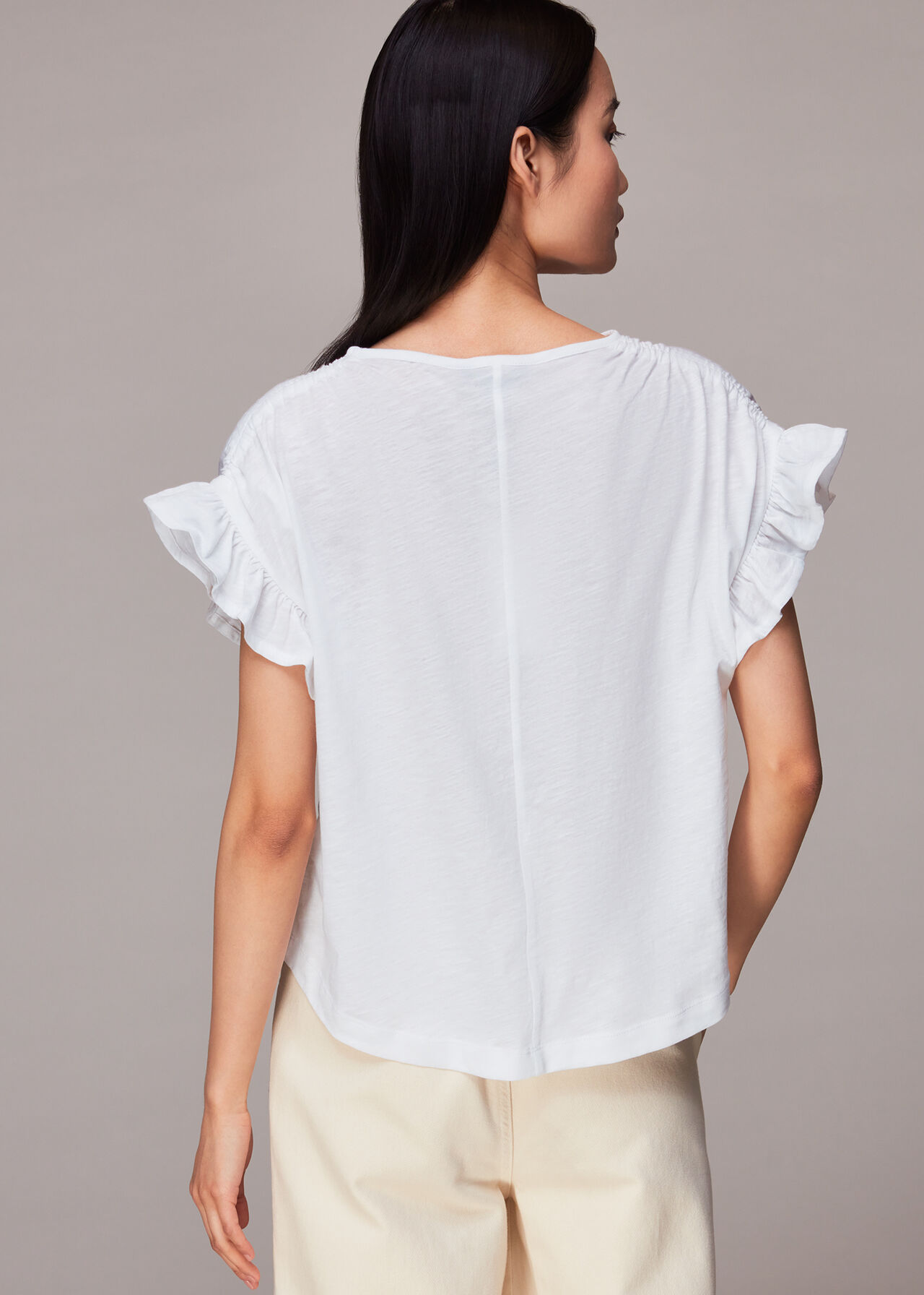 White Drawstring Shoulder Tee | WHISTLES