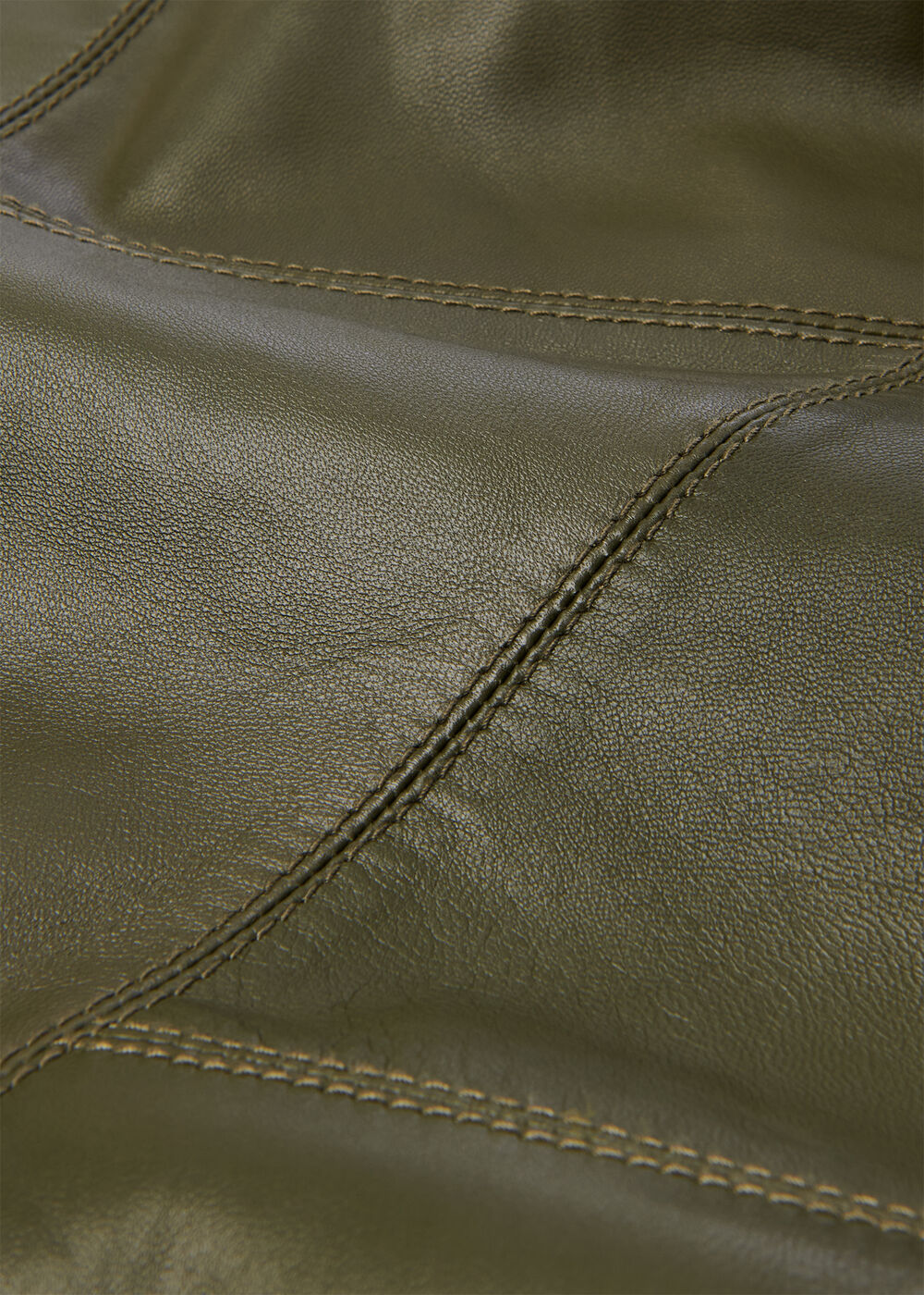 Zig Zag Panel Leather Skirt